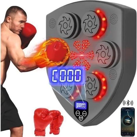 Electronic Boxing Machine - LED - Black - Bluetooth Connectivity - Gloves Included - Heavy Duty
