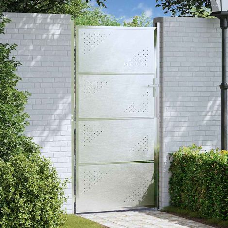 Garden Gate 85 x 174 cm Stainless Steel Silver Lockable vidaXL (1/5)