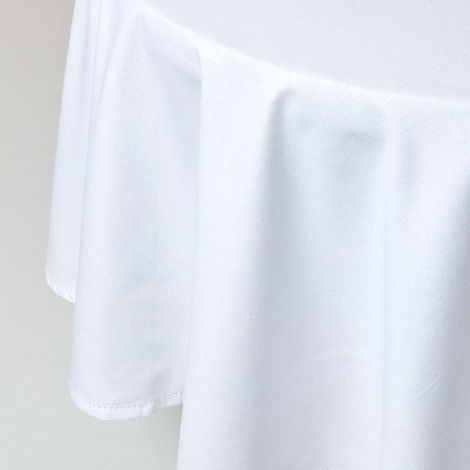 HOMESCAPES Nappe de table ronde en coton unie Blanc - 178 cm