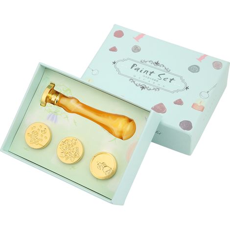 Kit de sceau de cire orange, motif transparent, anti-rouille, estampille exquise pour enveloppes DIY, invitations, décoration (1/5)