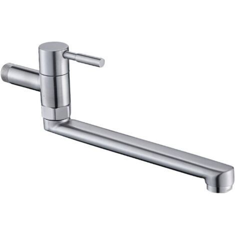 Robinet d'évier en acier inoxydable à fixation murale (1/4)