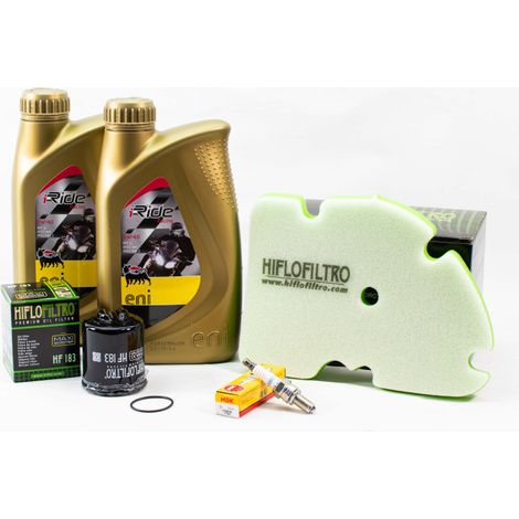 Kit Révision Filtres Bougies pour PIAGGIO MP3 125 de 2007 à 2008 - ENI I-RIDE RACING 5w40 2L