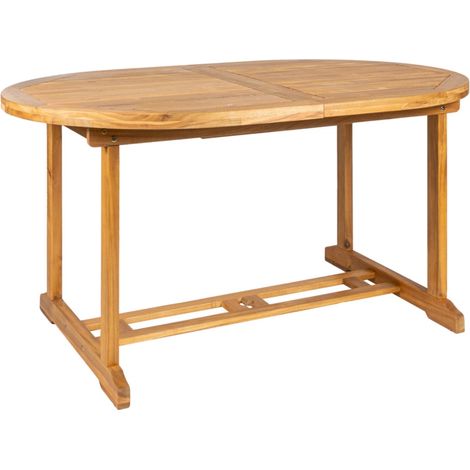 tavolo da esterno allungabile eurogarden ovale in legno di acacia 150/200x100x75 cm (1/4)