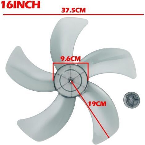 QORVA-Lame de Ventilateur en Plastique 16 Pouces,5 pales de ventilateur avec couvercle d'écrou pour Ventilateur sur Pied