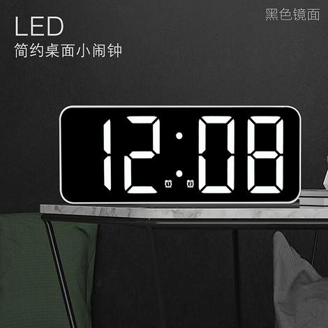 Réveil numérique avec affichage LED, horloge de bureau, grand calendrier, horloge de table lumineuse pour la maison, le bureau, la chambre ou la table de chevet, noir (1/4)