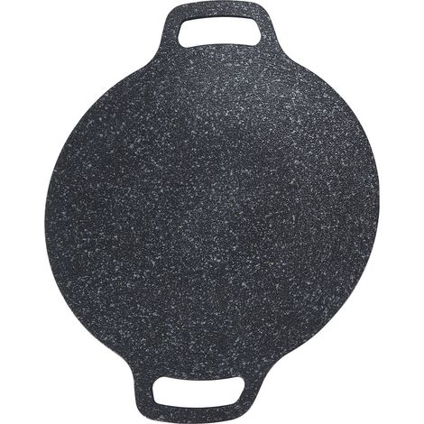 Poêle à griller ronde de style coréen en aluminium avec revêtement antiadhésif en pierre médicale, idéale pour la cuisson des viandes et des fruits de mer à la maison, 34 cm / 13,4 pouces (1/5)