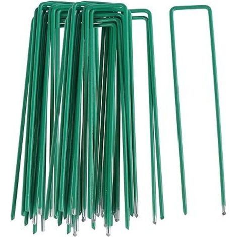 Lot de 50 piquets de fixation en acier galvanisé 150 mm – Extrémités biseautées pour pénétration facile – Pour bâche anti-mauvaises herbes - 50pcs (1/5)