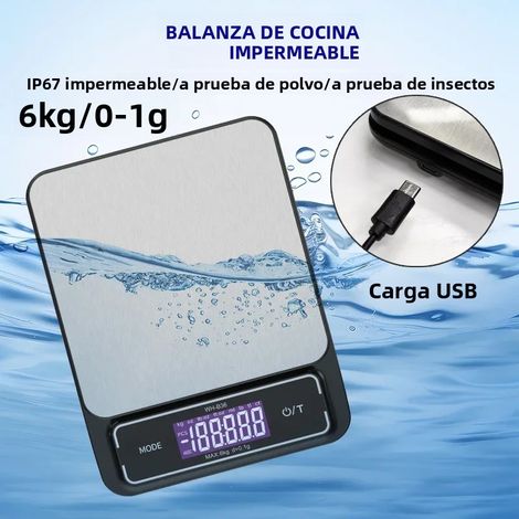 Balance de cuisine électronique étanche (6 kg rechargeable), précision 0,1 gramme (1/5)