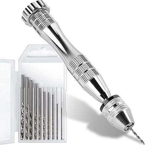 Handbohrer für Epoxidharz, Mini Bohrmaschine Pin Vise Handbohr mit 10 Stück Spiralbohrer (0.8-3mm), Mini Bohrer für Gießharz Bohren, Modellbau, Bastelarbeiten, Resin Schmuckherstellung (1/5)