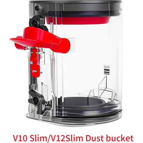 (V10 V12 Poubelle Slim) Pièce de rechange pour poubelle compatible avec les aspirateurs Slim : joint d'étanchéité du réservoir et couvercle. (1/4)