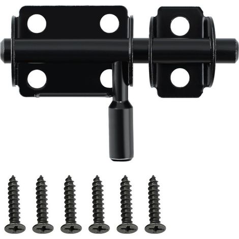 Verrou Porte Interieure, Loquet Porte Verrou Pratique, Loquet Porte Exterieur pour Armoire, Tiroir et Jardin, en Acier Inoxydable, Noir (1/4)