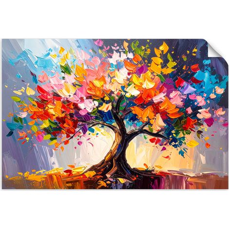 Selbstklebendes Poster – Wandsticker Bunter blühender Baum des Lebens 3D 30x20 cm (1/3)