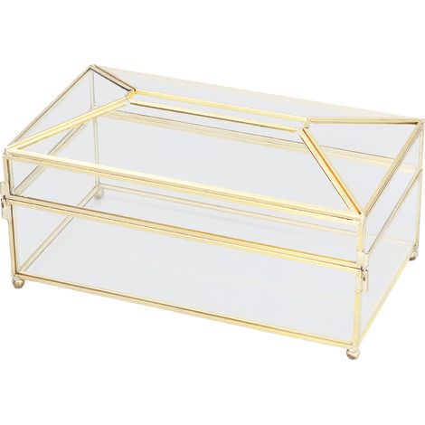 Boîte de rangement décorative en verre pour serviettes, élégante et transparente, idéale pour la maison ou un mariage. (1/5)