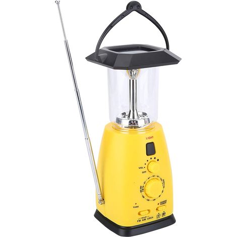 Lanterne de camping solaire rechargeable avec manivelle, portable pour une utilisation en extérieur. (1/5)