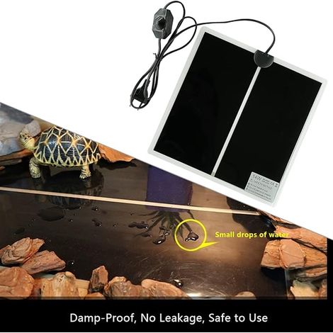 Reptile Heating Mat, Adjustable Terrarium Heating Pad with Temperature Control for Reptiles – Turtle, Snakes, Lizards, Geckos, Spiders – Aquarium Heating (14W: 28 x 28 cm)