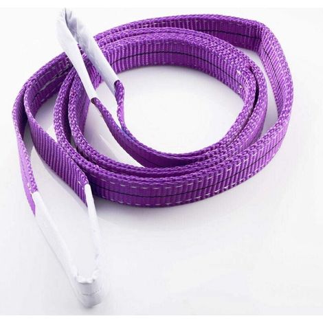 Eslinga de 1 tonelada y 1 m, correa de elevación, eslinga plana de poliéster tejido, para levantar mercancías o vehículos, tirar de cargas pesadas, color morado (1/5)