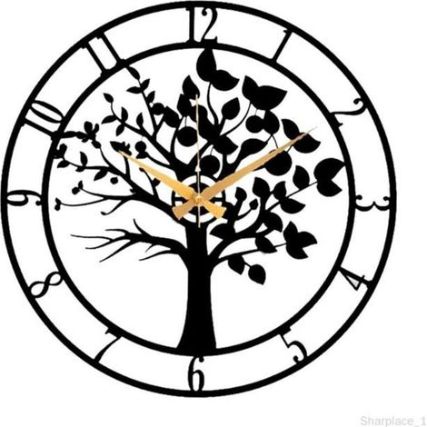 Horloge murale - Décoration intérieure - Métal - Diamètre 25,5 cm - Design moderne - Silencieuse (1/4)