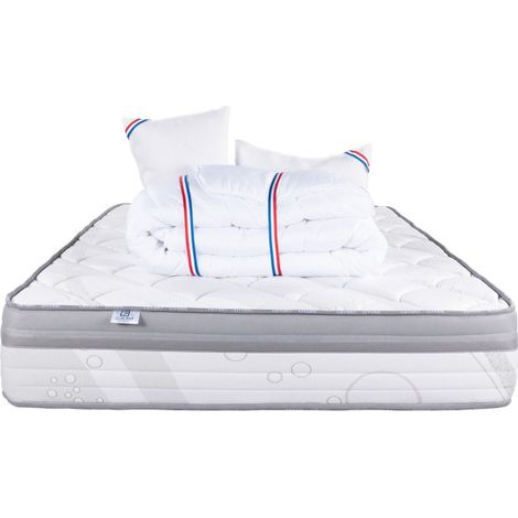 Matelas ViscoPlus, 26 cm, mousse haute densité, ferme, face été/hiver + 1 oreiller + couette, 160x200cm (1/4)