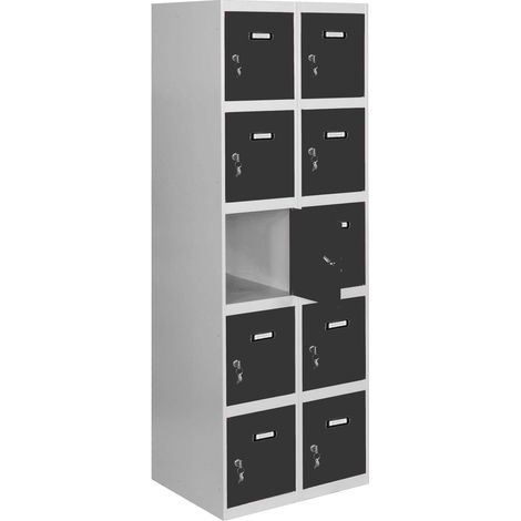 SimonRack Vestiaire Métallique 10 Porte, 2 Modules, 1800x600x500 mm, Serrure à Clé et Aérations, Gris/Anthracite Simonlocker (1/5)