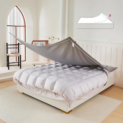 Housse de Couette Easy Change 3 Côtés Zippés Réversible Single Size 135x200cm (1/5)