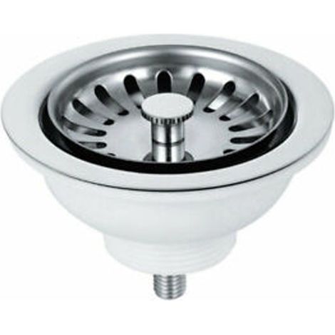 Nuie Kitchen Sink Waste with 90mm Strainer without Overflow - Chrome/White (1/2)