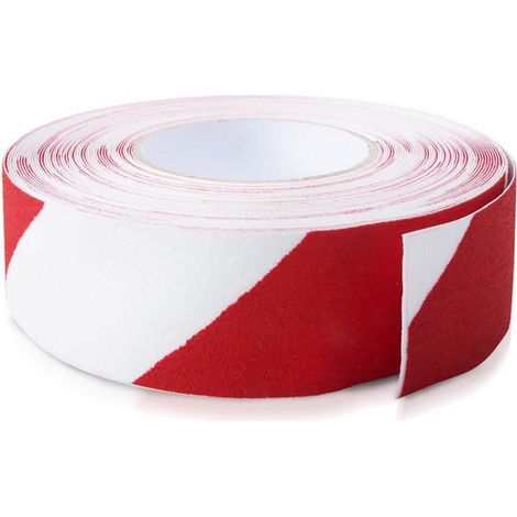 Antirutsch-Warnbelag Rollenware Rot-weiß 25 mm x 18,3 m (1/2)