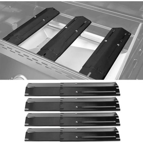 Bouclier de plaque chauffante en acier inoxydable pour barbecue à gaz - DILWE - Réglable - Noir (1/4)