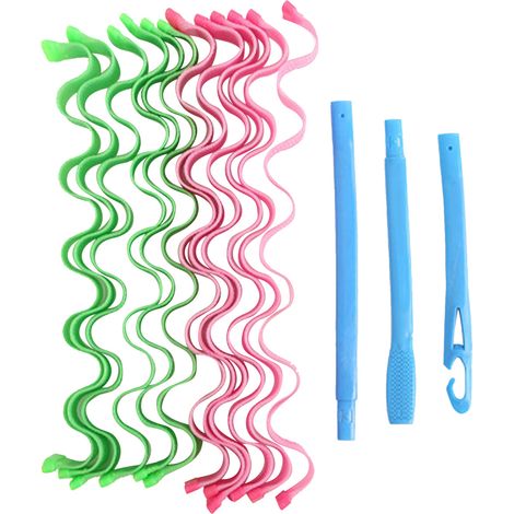 Kit de Coiffure Boucles Spirales DIY Rouleaux Plastique pour Cheveux Longs Extra 45cm/17,7in Lot de 12 pour Femmes Filles (1/5)