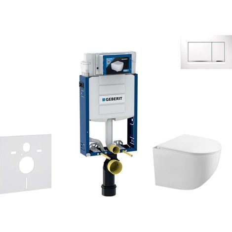 Geberit Kombifix - Conjunto de módulo de instalación empotrada, inodoro Gaia y asiento softclose, pulsador de descarga Sigma20, blanco/cromo SANI15CA3115 (1/5)