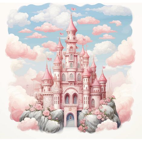 Papier peint panoramique Enfants - Château Enchanté - 130 cm x 130 cm (1/2)