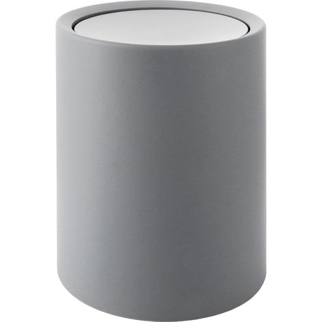 Poubelle de Salle de Bain 8L Gris avec Couvercle Basculant - Mülleimer Bad Moderne - Petit Collecteur de Déchets 26x22x16,5cm sans BPA pour Salle de Bain, WC Invités et Bureau (1/5)