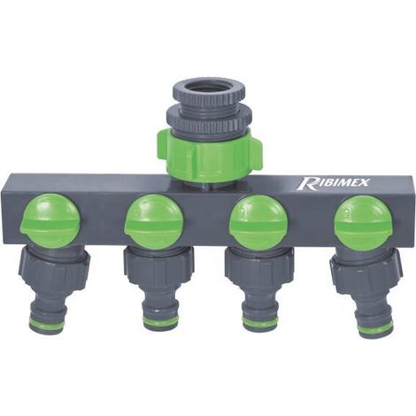 Wasserverteiler für den Gartenhahn RIBIMER, 3/4" und 1", 3/4" und 1/2"