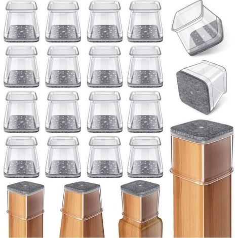 Lot de 24 protections carrées en feutre de silicone pour pieds de chaise, pour parquets (dimensions : 1-1/16\\" à 1-5/8\\") (1/5)