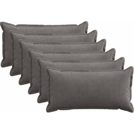 Funda de almohada 6 uds. HOUTEN Gris oscuro 40 x 80 cm pana vidaXL