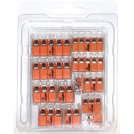 Wago 221- Klemmen SET 2x -412, -413, -415 + 2x -612, -613, -615 - Kabel Draht Verbinder in der wiederverschließbaren Box