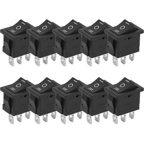 10 mini interrupteurs à bascule KCD1, tripolaires, 3 positions, carrés, en forme de bateau, marche/arrêt, pour appareils ménagers (1/4)