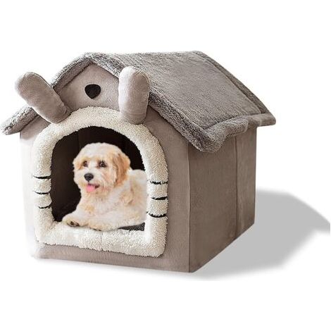 Lit-grotte pour chat, lit lavable pour chien, igloo en peluche chaud et confortable pour chat, Fo-NANOTEH (1/5)