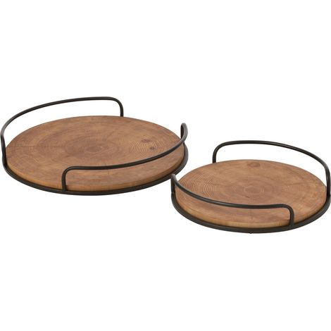 Lot de 2 Plateaux Ronds "Mia" 50cm Naturel