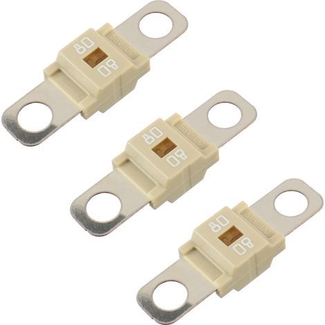 Lot de 3 Fusible Midi 80A Blanc, Bolt-on, Polyamide et Cuivre, Pour Voiture et Camion (1/4)