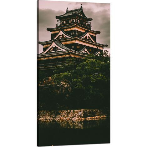 Leinwandgemälde Architektur Burg Hiroshima 60x120 cm