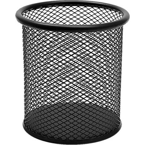1 pot à crayons, métal noir rond, 9 x 10 cm, pour bureau, étude ou espace créatif