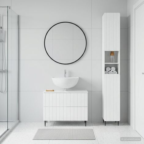 vidaXL Ensemble de 2 meubles de salle de bain ZWOLLE Blanc brillant (1/5)