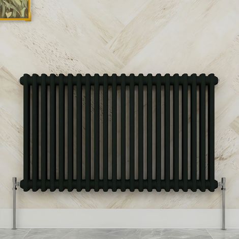 SKY Bathroom 600x1010mm 2 Column Radiator Horizontal Black Traditional Column Radiator (1/5)