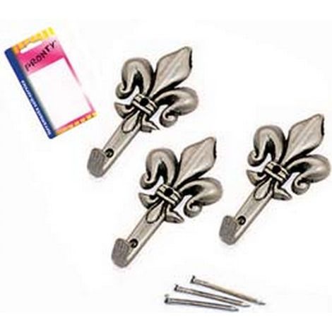 12BL GANCI PER QUADRI GIGLIO ARGENTO GRANDI IN BLISTER - mm.47, in bl.3 pz.