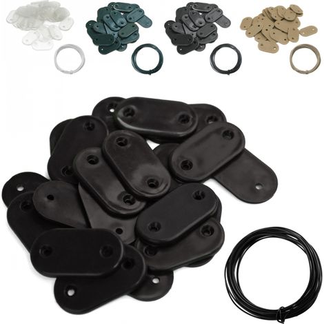 Linxor – Kit de fixation pour brise vue – 30 plaquettes 3.3cm – Fil de fer traité anti-UV – Résistance au vent – Pour canisses PVC et naturelles