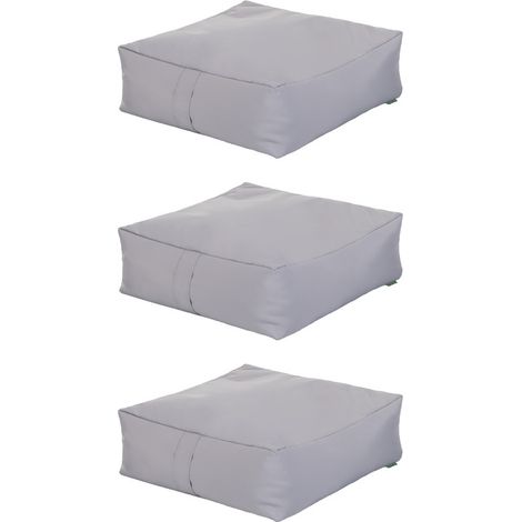 Ready Steady Bed - Dickes Bodenkissen, 60x60x20 cm Gartenplattenkissen, Wasserabweisendes Kissen für drinnen und draußen mit Bohnenfüllung - Silber 3er-Pack