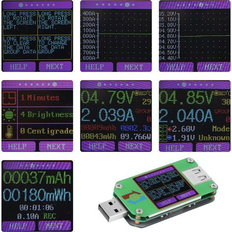 Testeur USB 2.0 avec écran LCD couleur : voltmètre, wattmètre et charge d'énergie. (1/5)