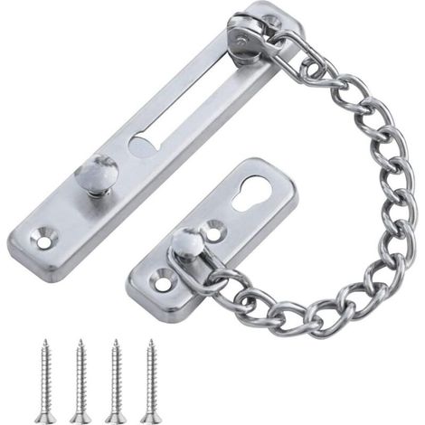Chaîne antivol à visser, acier inoxydable, chaîne de sécurité pour porte intérieure d'hôtel. (1/4)