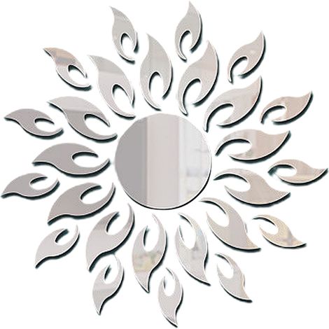 Miroir adhésif tournesol, décoration murale pour chambre, canapé et salon (1/5)