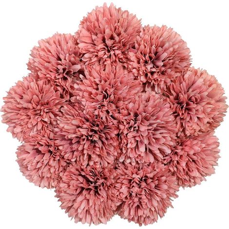 Hydrangea Faux Flower Head - Silk Petal Artificial Hydrangea - Wedding Home Office Decoration - 12 Pieces (1/5)